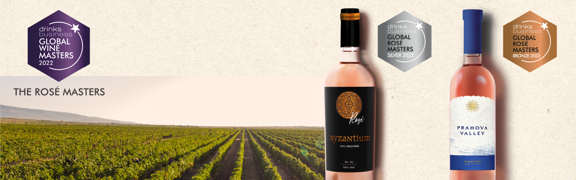 Silver medal for Byzantium Rose and bronze for Prahova Valley Rose at the Global Rosé Masters 2022